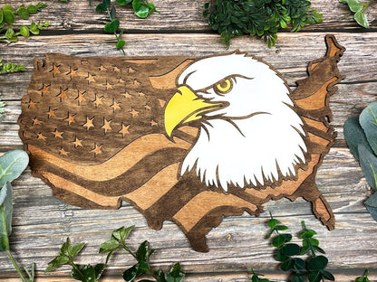 Sign Plaque featuring the 3D layered US Flag with an Eagle Awesome Gifts - Hats Signs Patches 3D printing Engraving