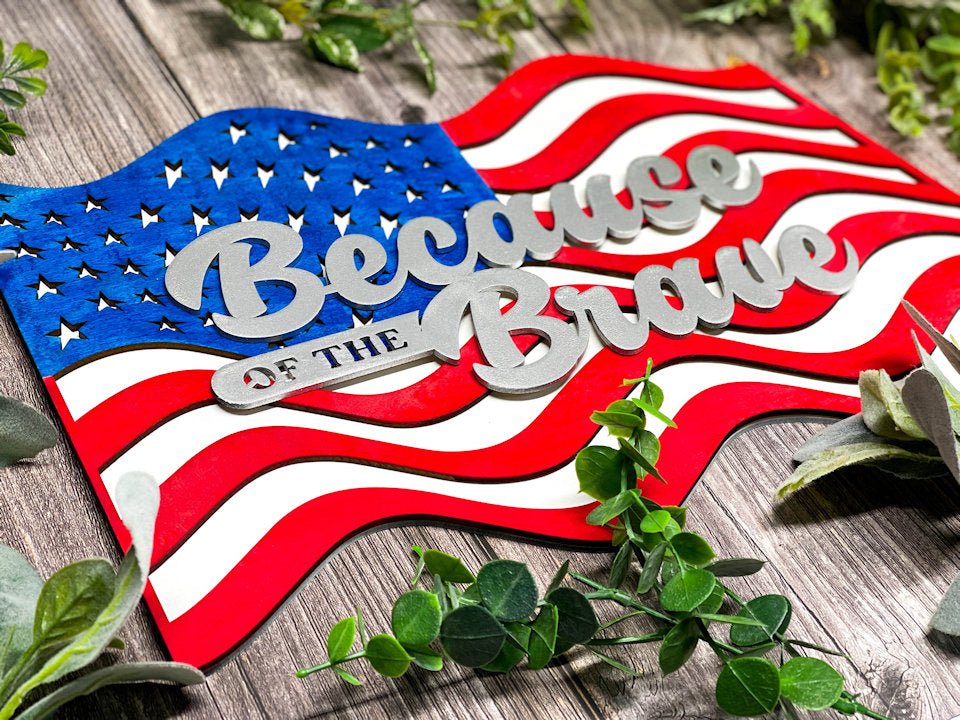 Sign Plaque featuring the 3D layered US Wavey Flag Awesome Gifts - Hats Signs Patches 3D printing Engraving