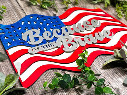 Sign Plaque featuring the 3D layered US Wavey Flag Awesome Gifts - Hats Signs Patches 3D printing Engraving