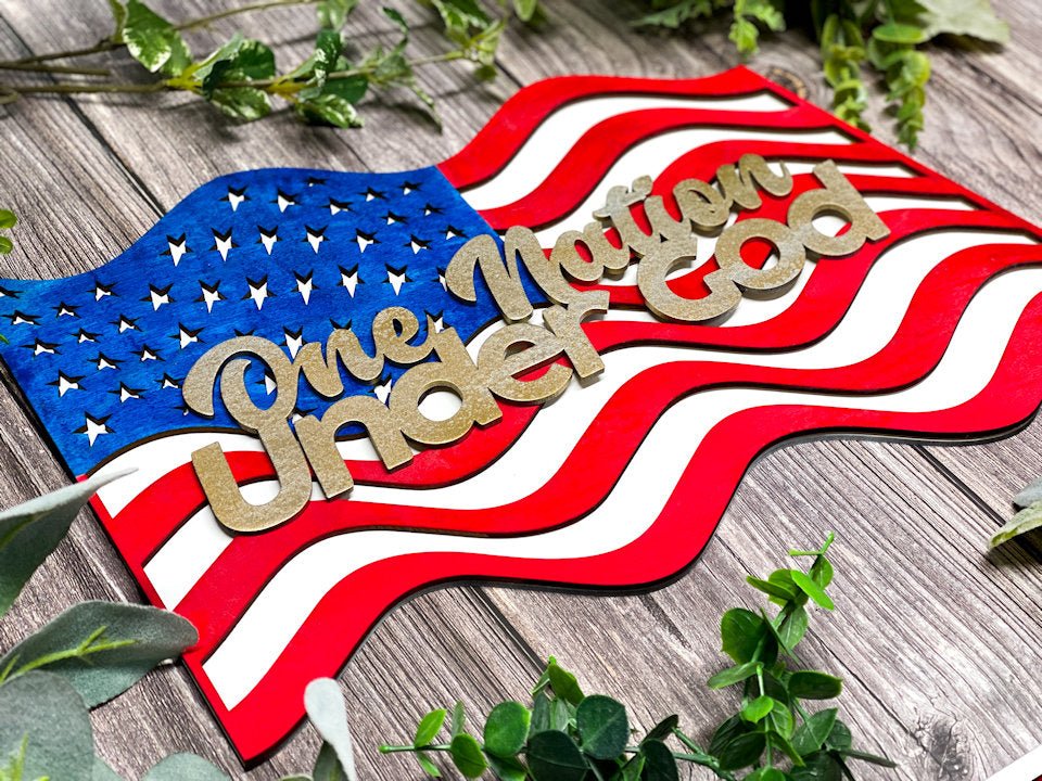 Sign Plaque featuring the 3D layered US Wavey Flag Awesome Gifts - Hats Signs Patches 3D printing Engraving