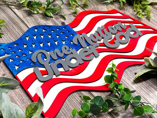 Sign Plaque featuring the 3D layered US Wavey Flag Awesome Gifts - Hats Signs Patches 3D printing Engraving