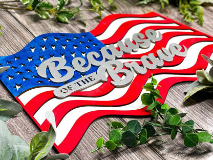 Sign Plaque featuring the 3D layered US Wavey Flag Awesome Gifts - Hats Signs Patches 3D printing Engraving