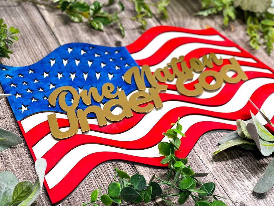 Sign Plaque featuring the 3D layered US Wavey Flag Awesome Gifts - Hats Signs Patches 3D printing Engraving