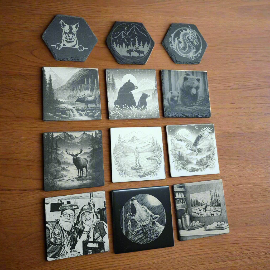 Slate or Ceramic Coaster set of 5 With your Monogram Name, Image or Logos Personalized