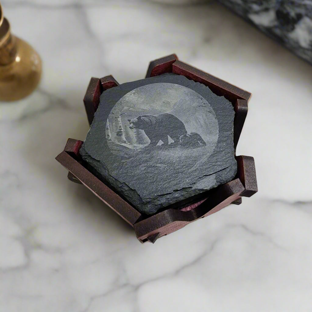 Slate or Ceramic Coaster set of 5 With your Monogram Name, Image or Logos Personalized