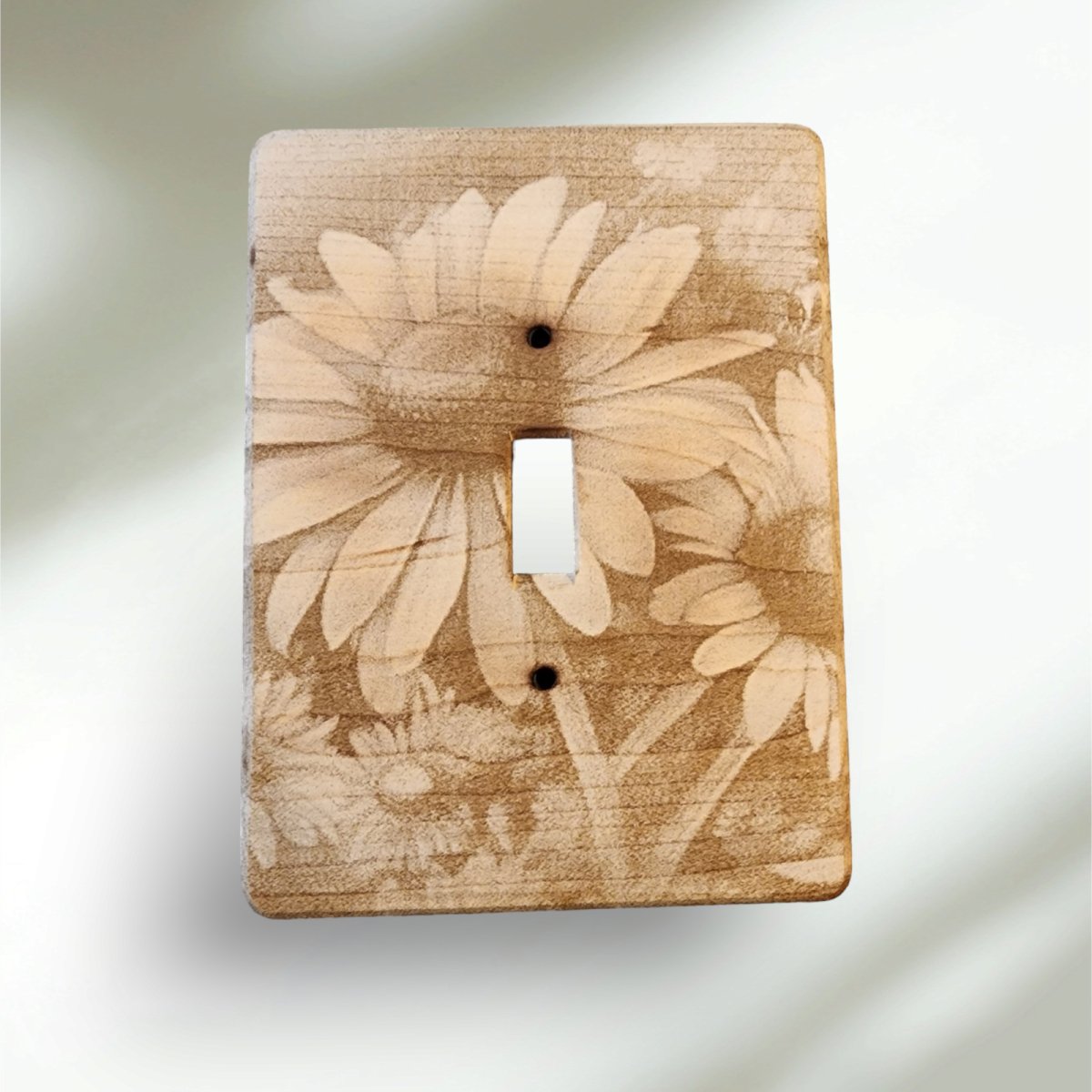 Sun Flowers Meadow Switch Cover Covers Single Wood Hand Made Engraved - Hats Signs Patches 3D printing Engraving