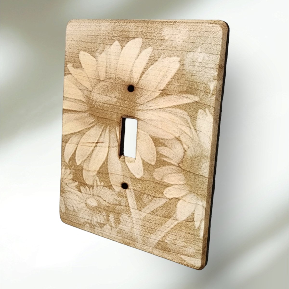 Sun Flowers Meadow Switch Cover Covers Single Wood Hand Made Engraved - Hats Signs Patches 3D printing Engraving