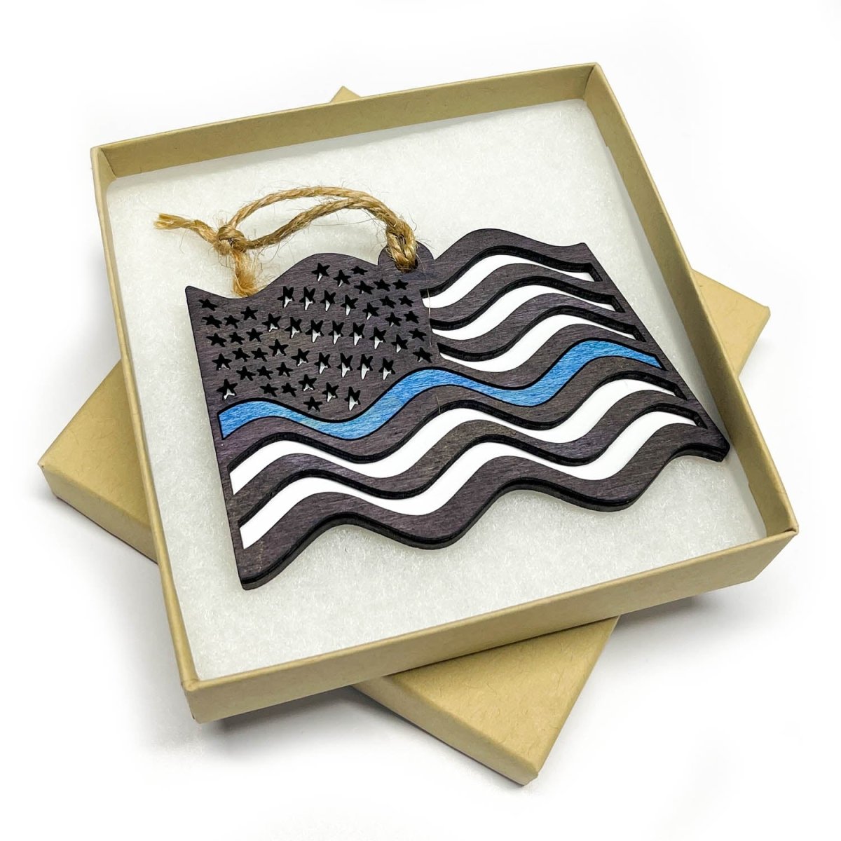 US Wavy Flags Blue Line Red Line Ornaments for any Season makes great gifts