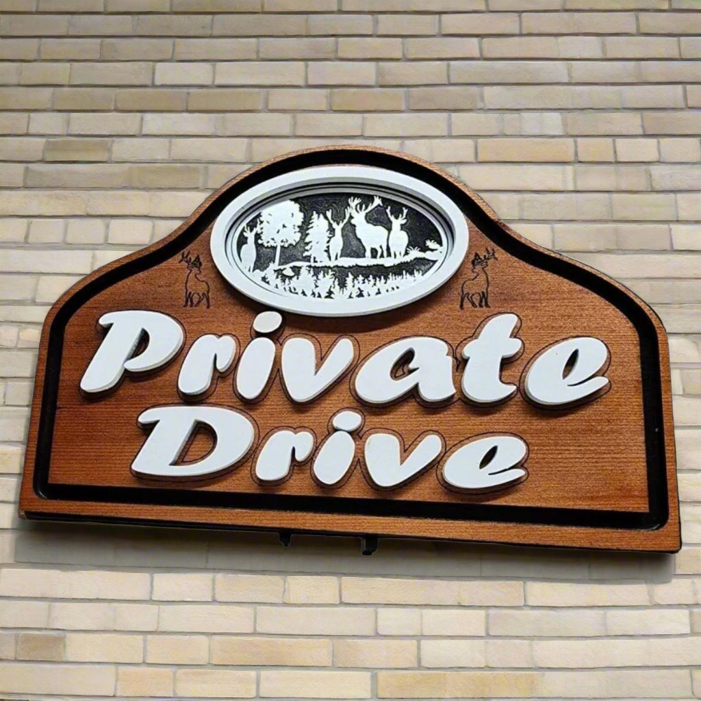 Wood Carved Lasered Sign with 3D Zinc Machined inlay personalized for you