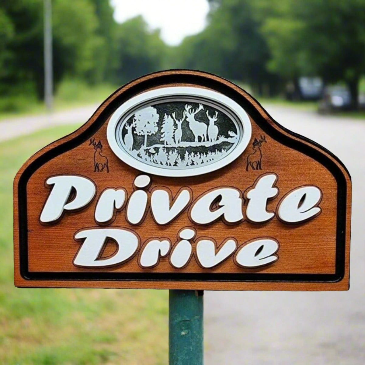 Wood Carved Lasered Sign with 3D Zinc Machined inlay personalized for you