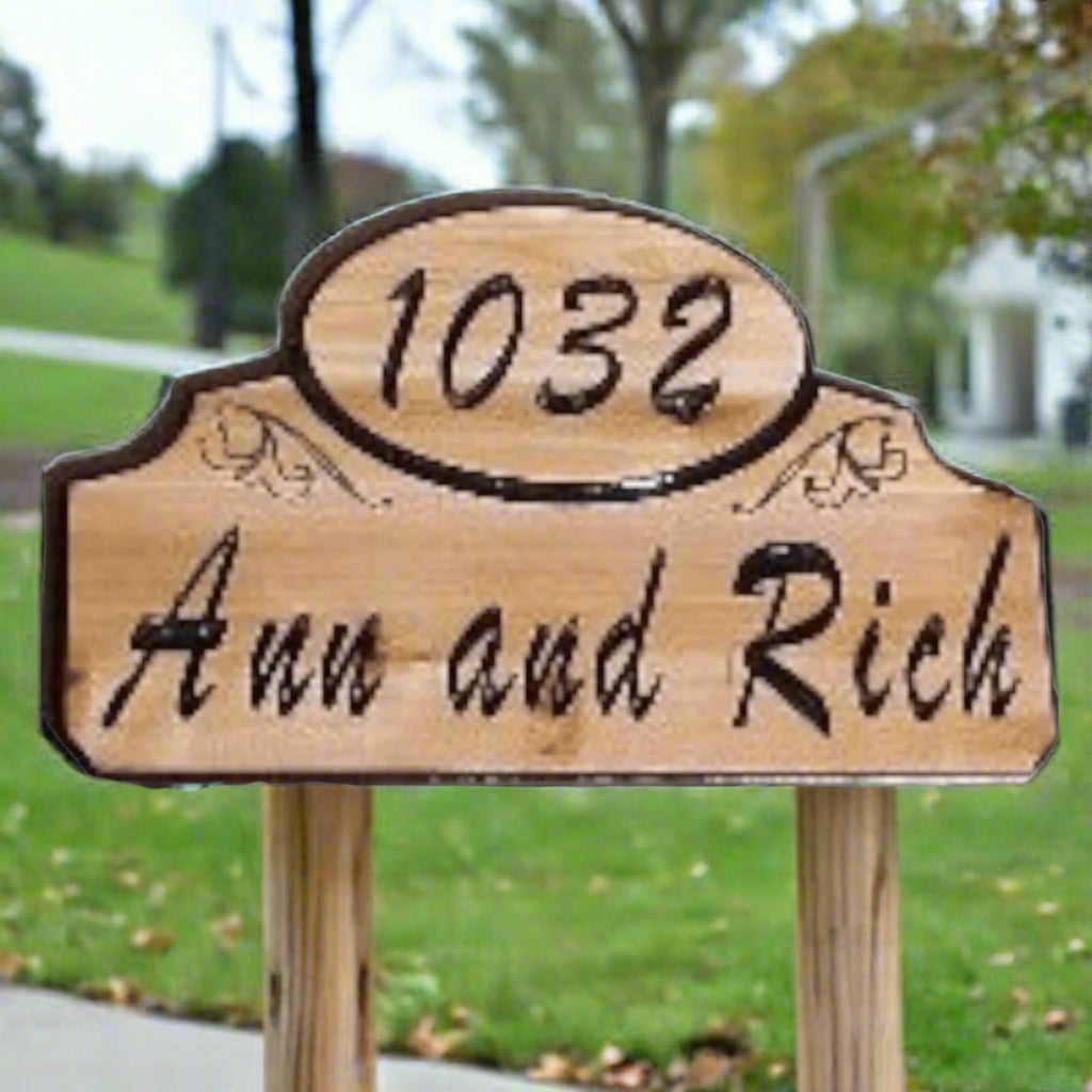 Wood Carved Oval Sign—a unique, handcrafted piece perfect as an address sign for your home or ranch, or a great gift for him or her. Personalized and made to order, this rustic sign adds charm and character to any space or entryway