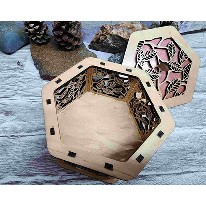 Wood Décor Jewelry Gift Memory Box Design Pattern Leaf - Hats Signs Patches 3D printing Engraving