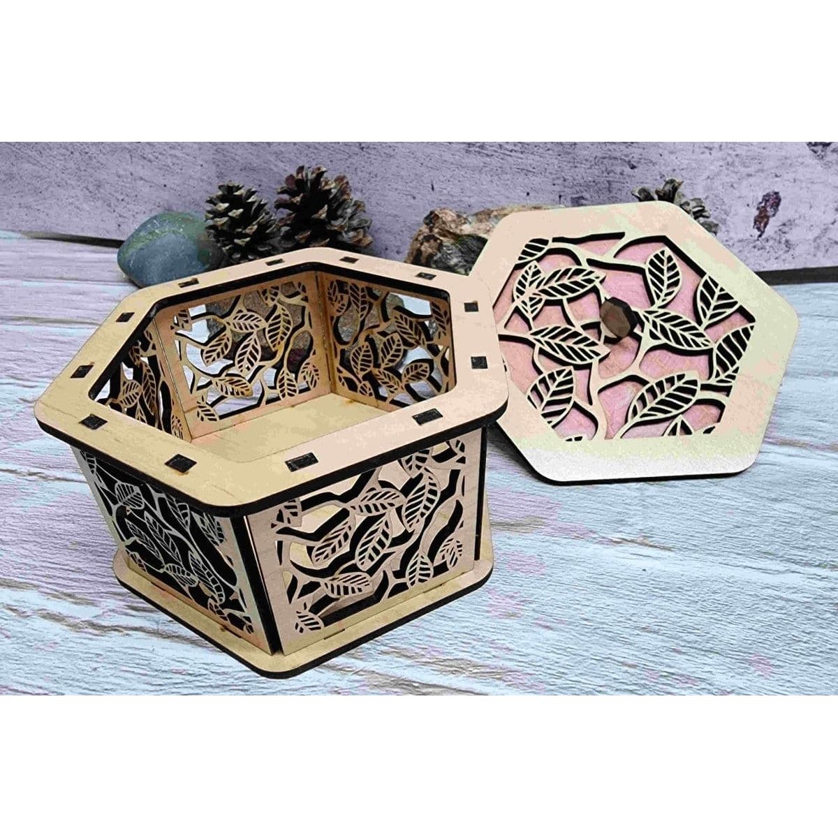 Wood Décor Jewelry Gift Memory Box Design Pattern Leaf - Hats Signs Patches 3D printing Engraving