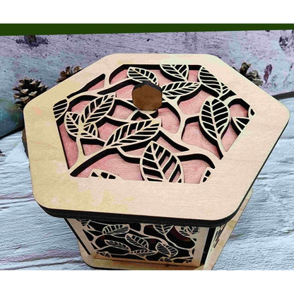 Wood Décor Jewelry Gift Memory Box Design Pattern Leaf - Hats Signs Patches 3D printing Engraving