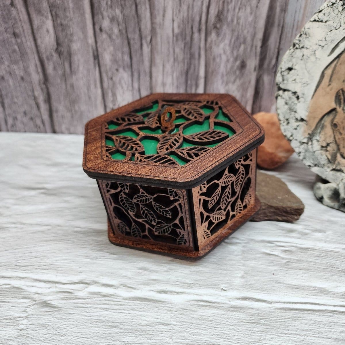 Wood Décor Jewelry Gift Memory Box Design Pattern Leaf - Hats Signs Patches 3D printing Engraving