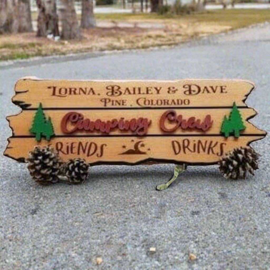 Wood Sign RV Site Camping Address Carved Personalized